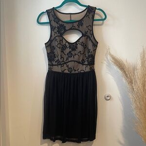 Up by Ultra Pink Chic Black and Beige Lace Mini Dress B120